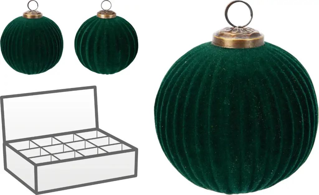XMAS BALL 100MM RIBBED GREEN