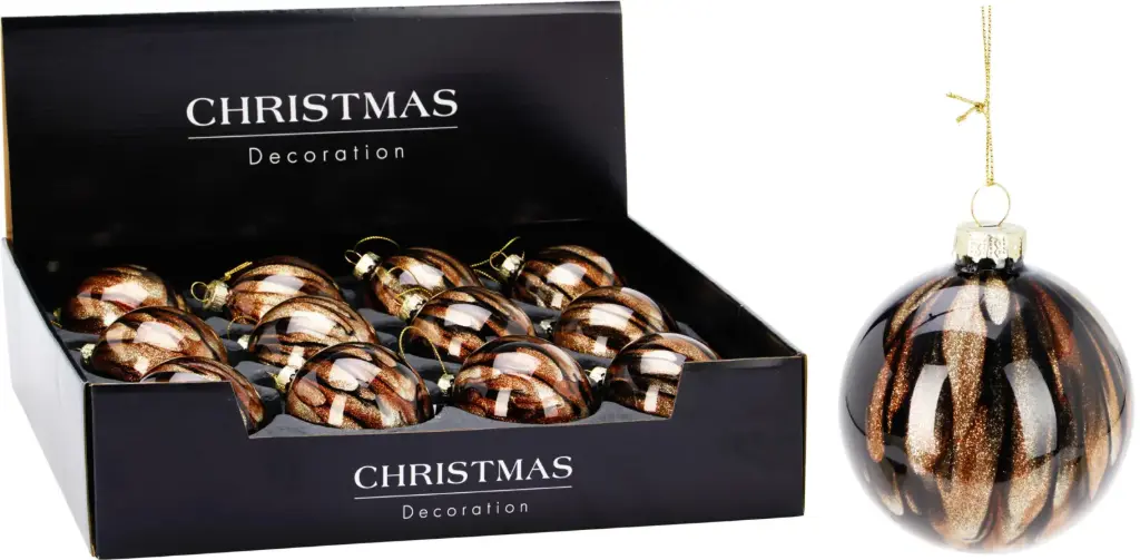 XMAS BALL 80MM BROWN