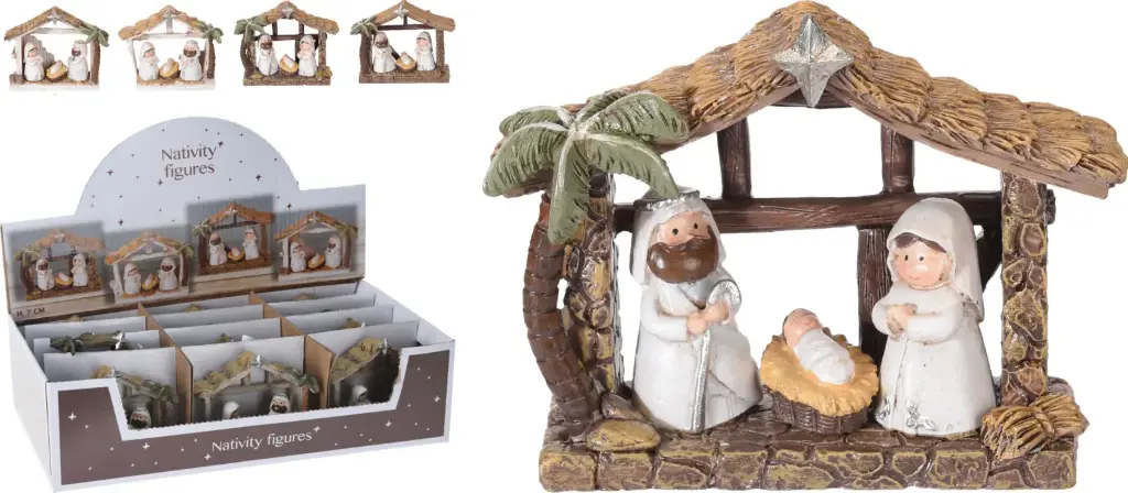 NATIVITY SCENE 3 FIGURES 4ASS