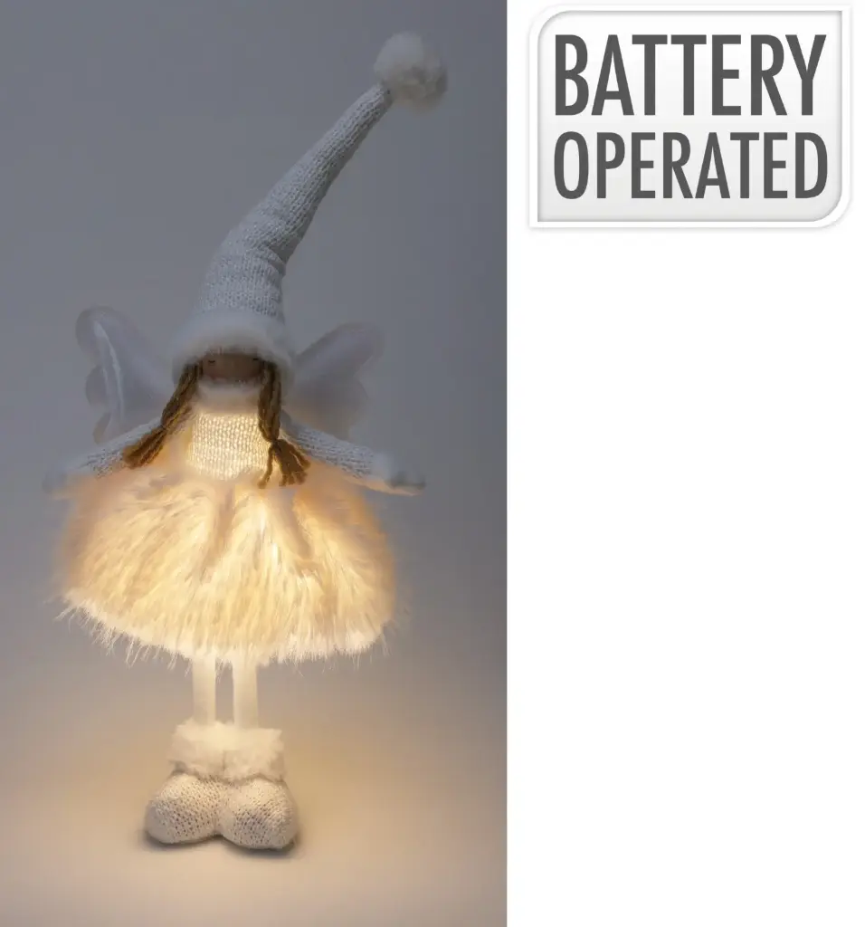 ANGEL GIRL W LED 50CM WHITE