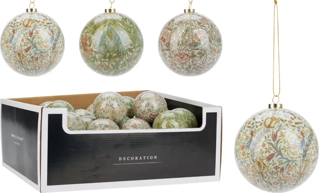 XMASS BALL 80MM FLOWERS 3ASS D