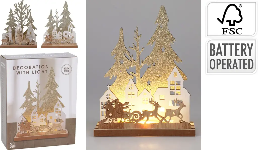 XMAS TABLE LAMP 2ASS 15CM