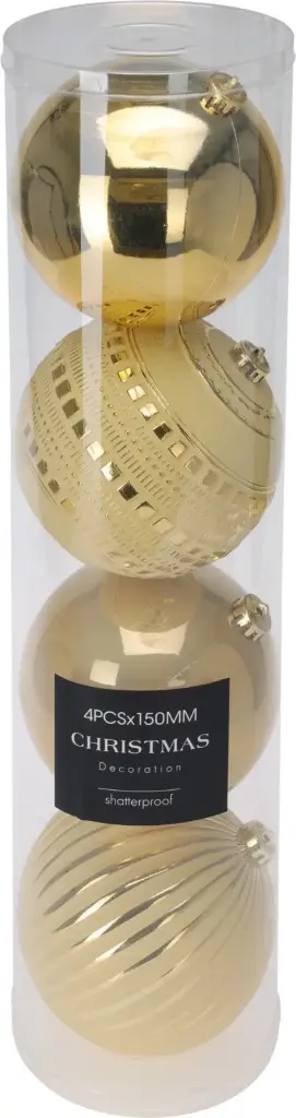 XMAS BALL 4X150MM GOLD