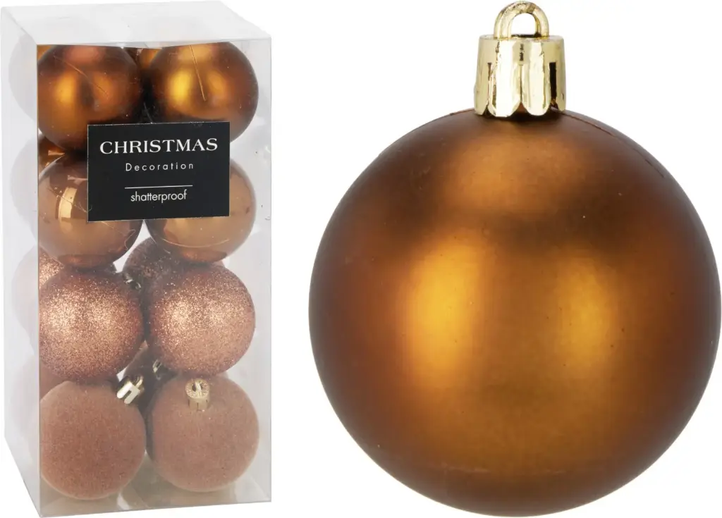 XMASBALL 5CM SET16 BROWN
