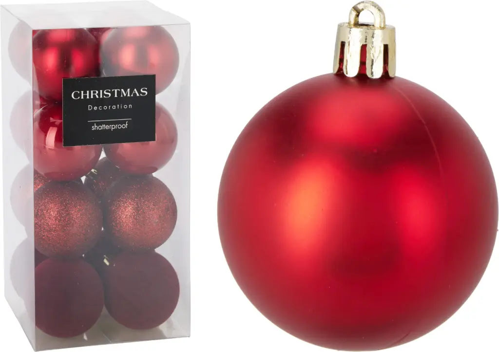 XMASBALL 6CM SET16 DARK RED