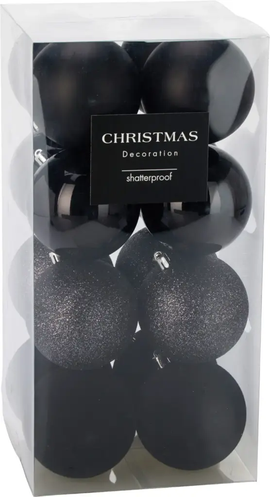 XMASBALL 8CM SET16 BLACK