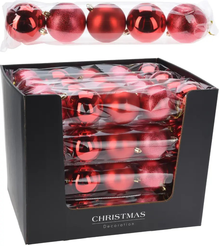XMAS BALL SET 5X80MM RED