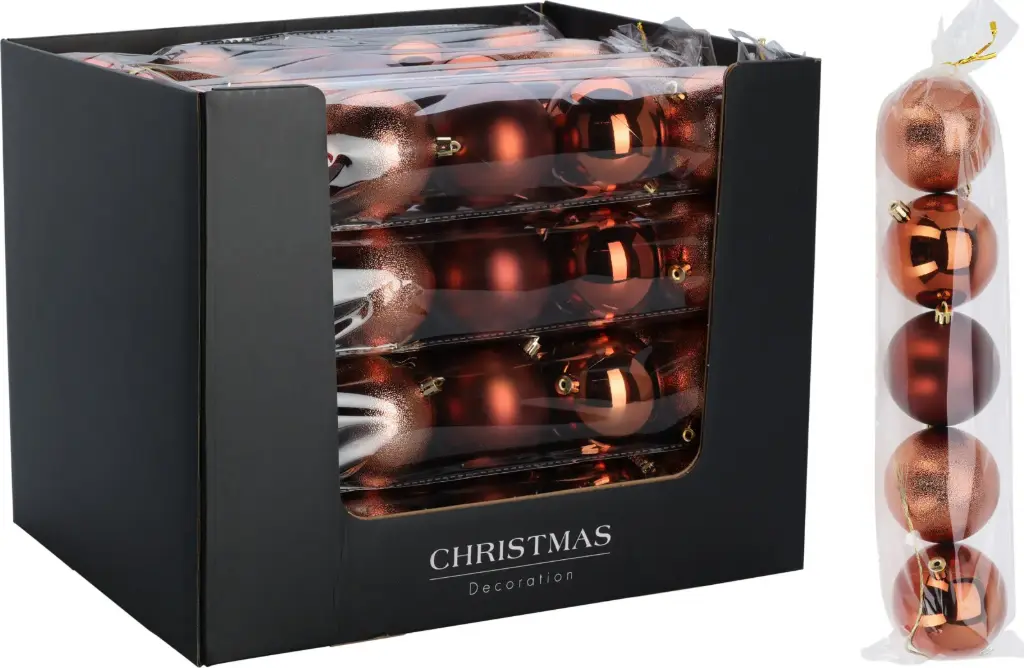 XMAS BALL SET 5X80MM COFFEE