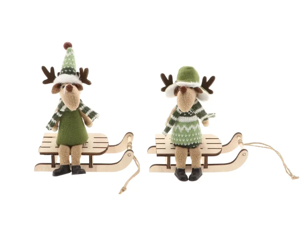 Reindeer Cozy On Sledge 2Ass  L14W6H14 Assorted