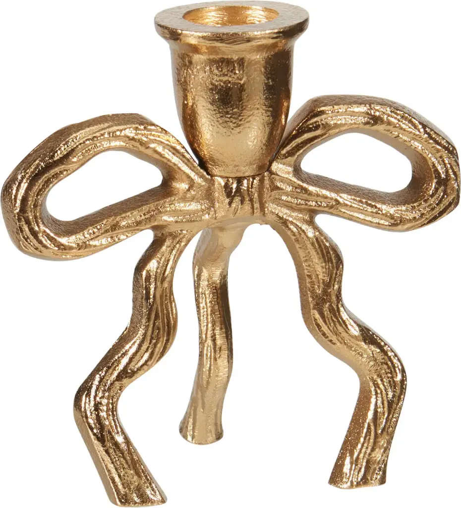 CANDLE HOLDER BOW 11CM GOLD