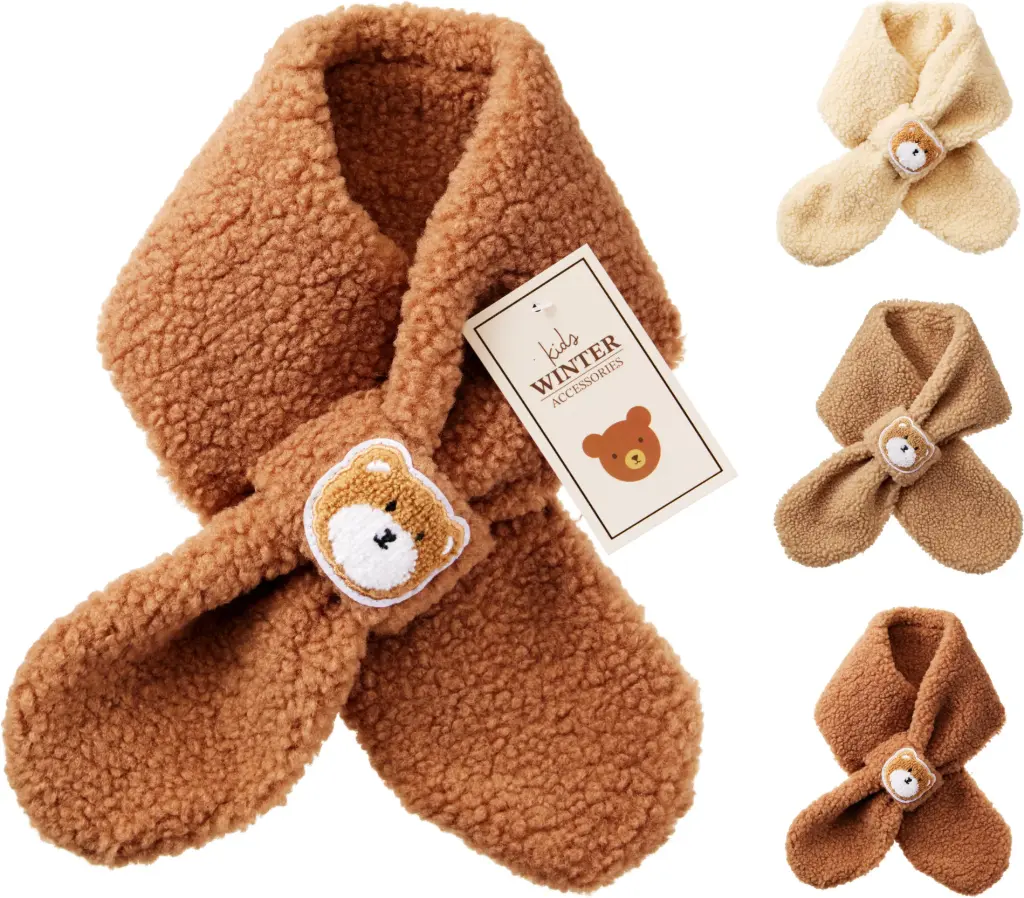 KIDS SCARF WITH BEAR 11X74CM