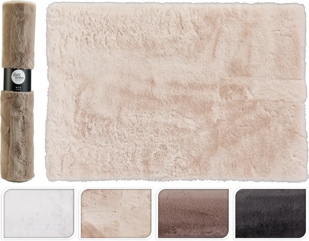 RUG 90X60CM FAUX FUR 3ASS