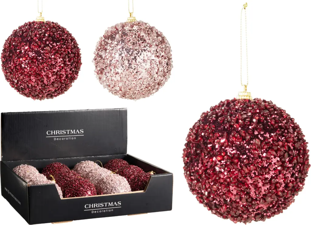 XMAS BALL 80MM 2ASS CLR