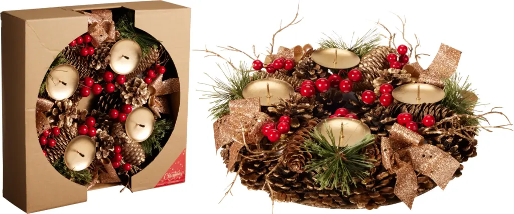 WREATH ADVENT 27CM GOLD