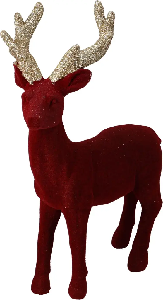 DEER STANDING 28CM BURGUNDY CL