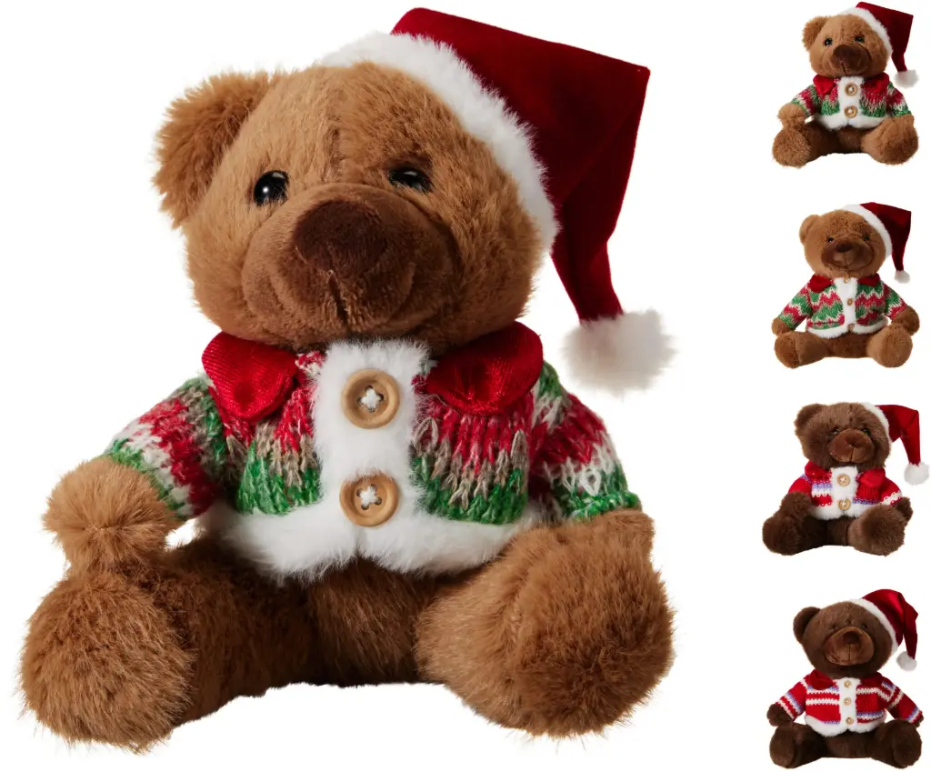 BEAR WITH XMAS HAT AND SWEATER