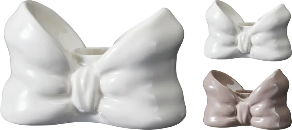 CANDLE HOLDER BOW 11X6X8CM 2AS