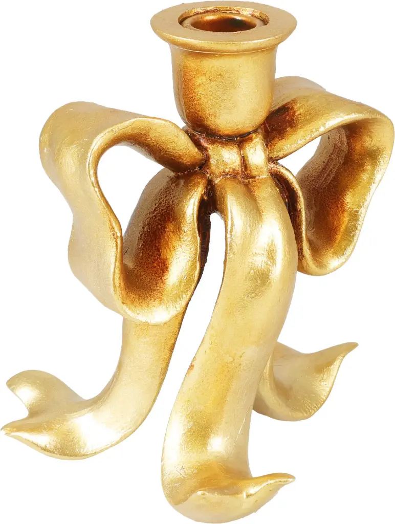 CANDLE HOLDER BOW GOLD 17CM