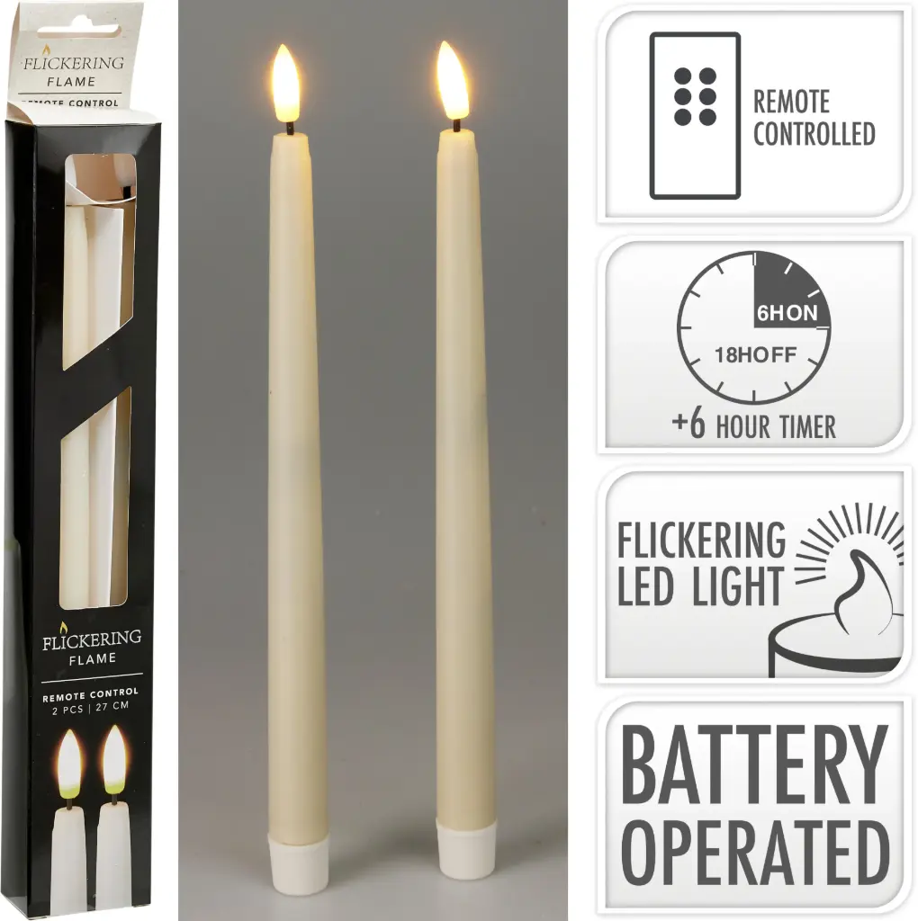 DINNER CANDLE 2PCS 27CM IVORY