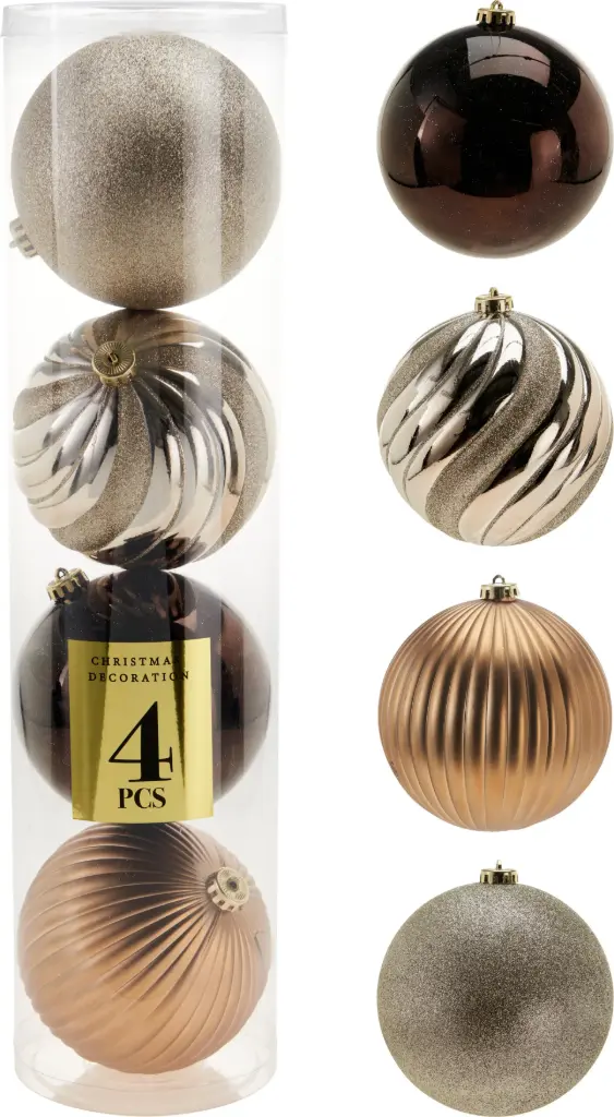 XMAS BALL 15CM SET4 AMBER