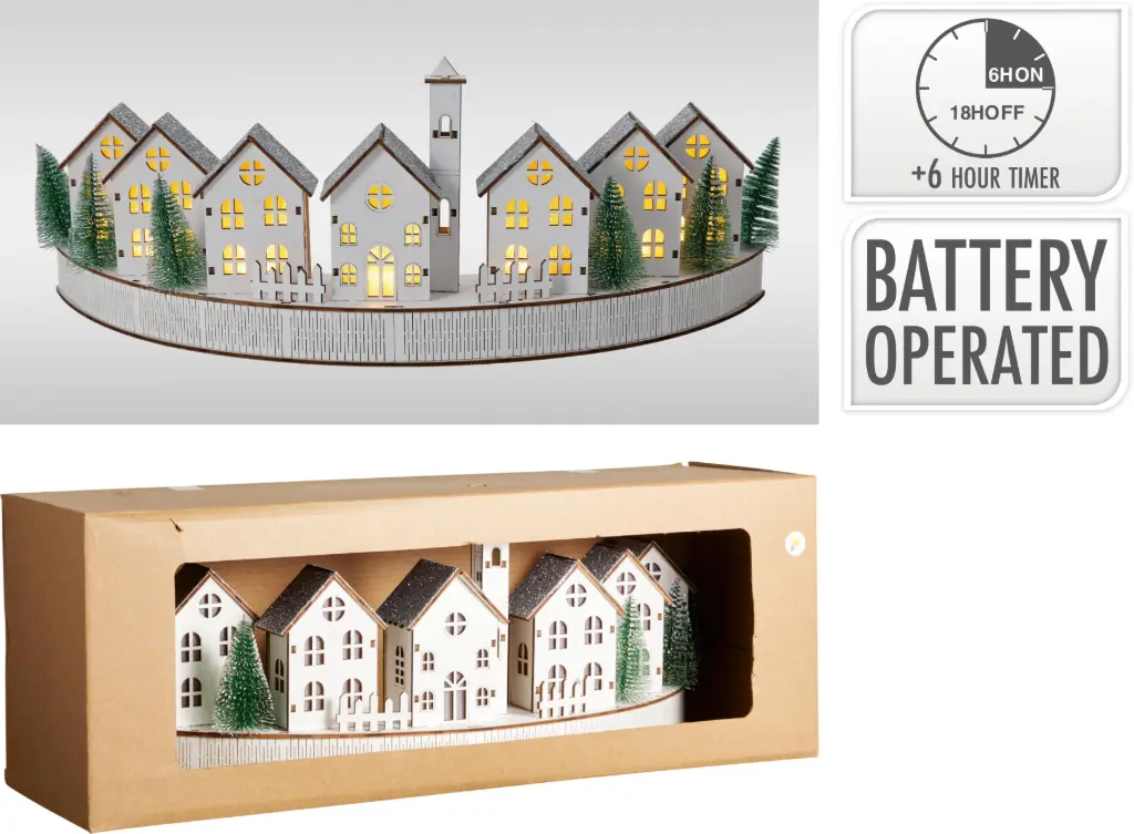 HOUSE XMAS SCENE LED 47CM WHIT