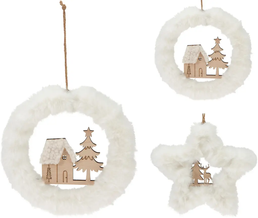 XMAS HANGING DECO 18CM 2ASS