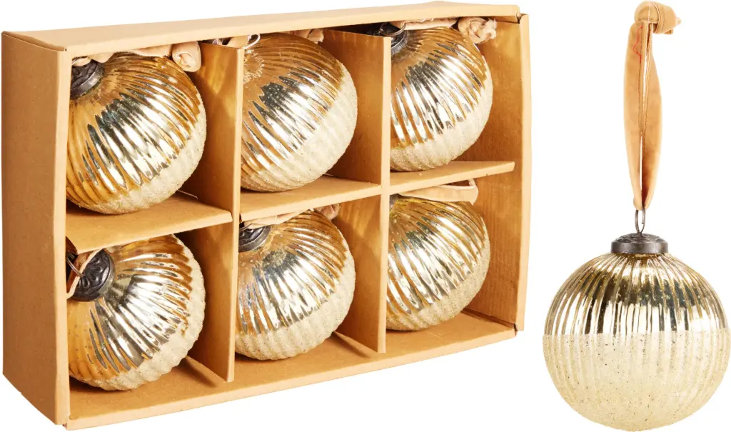 SET 6 u. XMAS BALL 10CM GOLD 