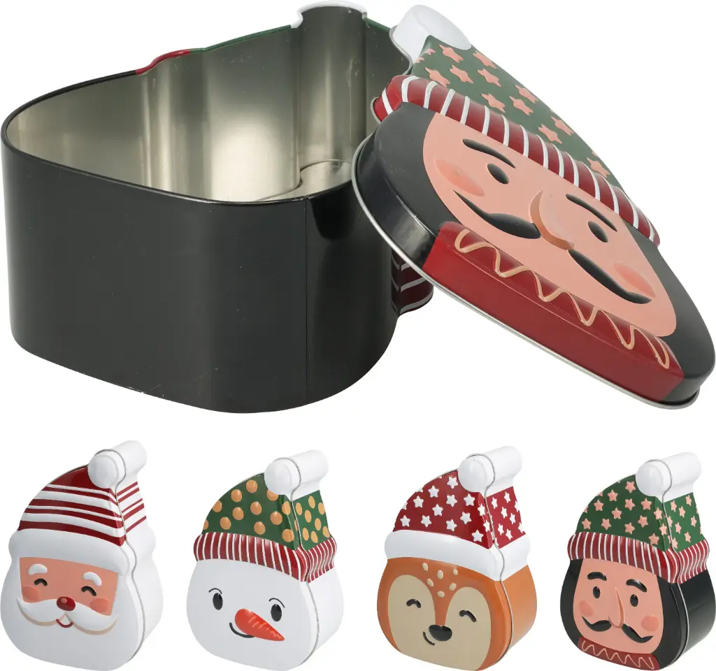 STORAGE TIN 4ASS XMAS DESIGN