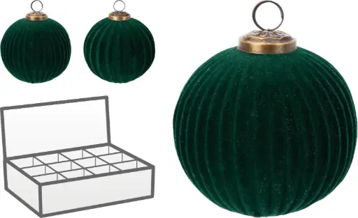 [A75200670] XMAS BALL 100MM RIBBED GREEN