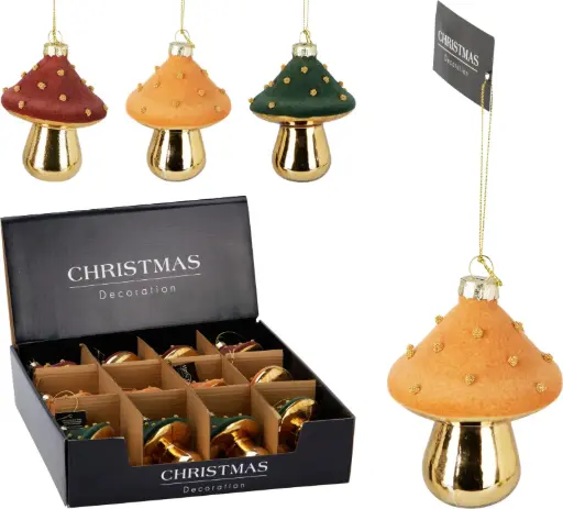 [ABT634200] MUSHROOM HANG DECO GLASS 7X9CM
