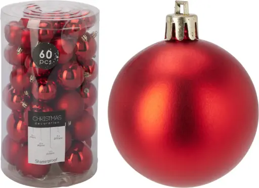 [ACS300420] XMAS BALLS SET 60PCS RED