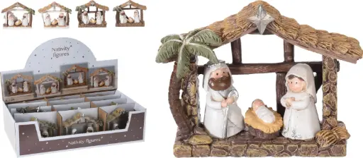 [ALX609000] NATIVITY SCENE 3 FIGURES 4ASS