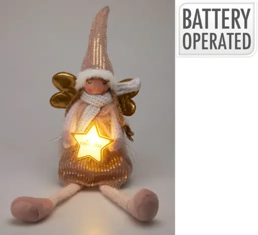 [APF661470] ANGEL PLUSH WITH STAR LED 59CM