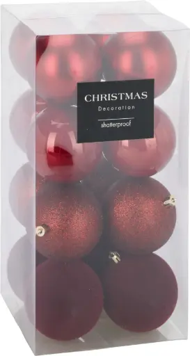 [CAN310250] XMASBALL 8CM SET16 DARK RED