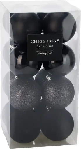 [CAN310280] XMASBALL 8CM SET16 BLACK