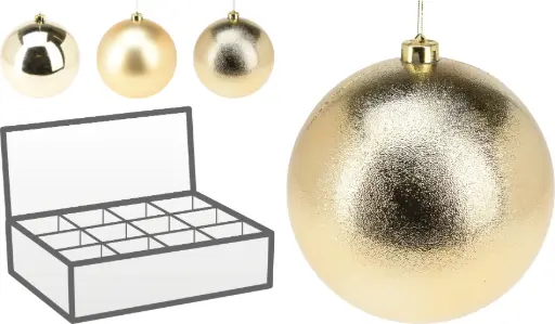 [CAR103500] XMAS BALL 180MM GOLD 3ASS