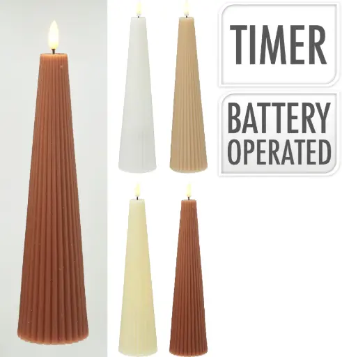 [MC5801240] LED CANDLE RIBBED 25CM 8ASS CL