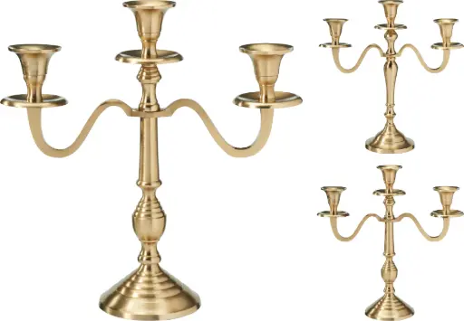 [A67102210] CANDLE HOLDER 30CM GOLD 2ASS
