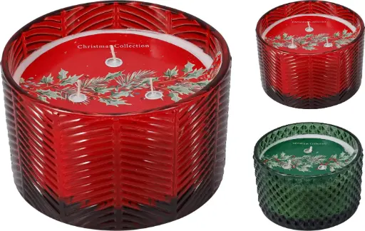 [A90500020] CANDLE IN GLASS 13CM 2ASS CLR
