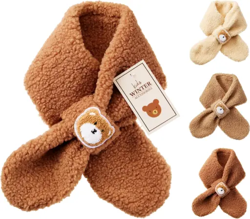 [AAE447370] KIDS SCARF WITH BEAR 11X74CM