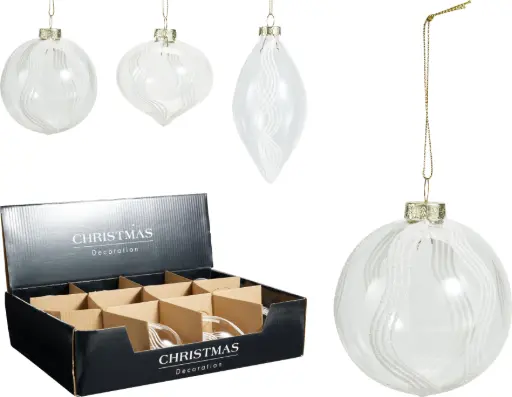 [ABR825710] ORNAMENT 3ASS SHAPE WHITE