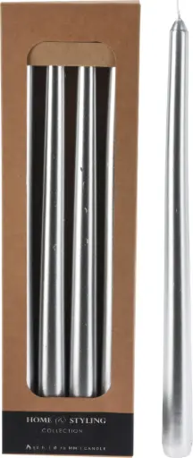 [ACB101430] DINNER CANDLES 4PC 30CM SILVER