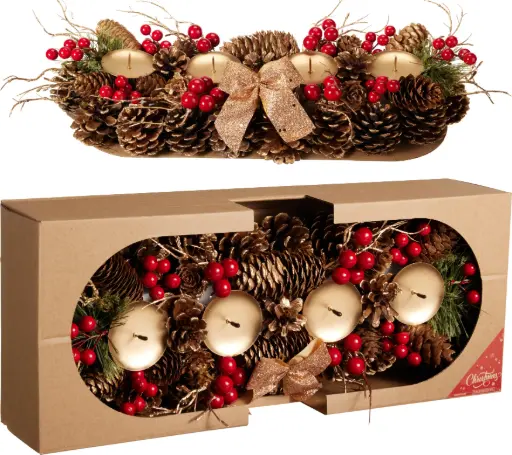[ACW009020] WREATH ADVENT 41CM GOLD