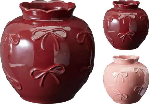 [APF671470] VASE BOW 14X15CM 2ASS CLR