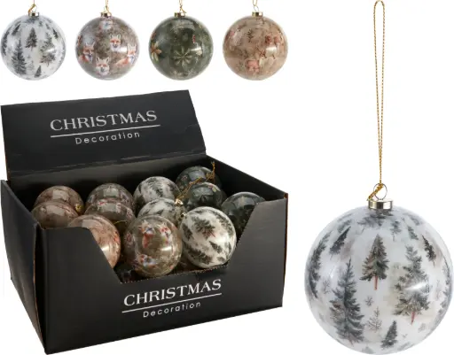 [APF673510] XMAS BALL 8CM 4ASS D NATURE