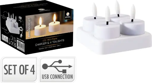 [AX5393030] TEALIGHT SET 4PCS RECHARGEABLE