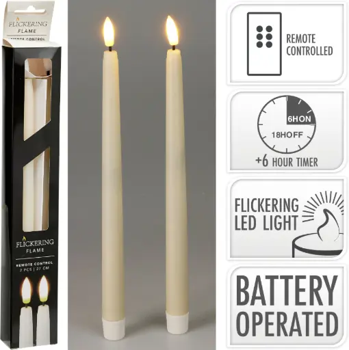 [AX5441150] DINNER CANDLE 2PCS 27CM IVORY