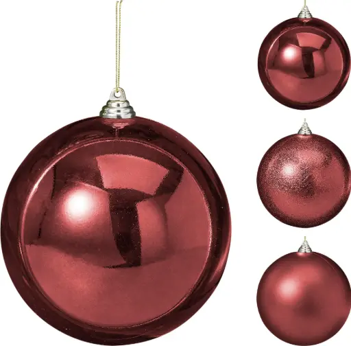 [CAR105060] XMAS BALL 250MM WINE RED 3ASS