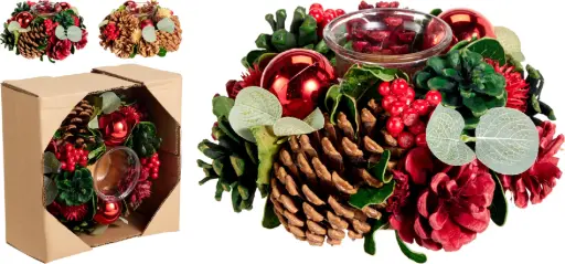 [YZB010700] WREATH W CANDLE HOLDER 19X8CM